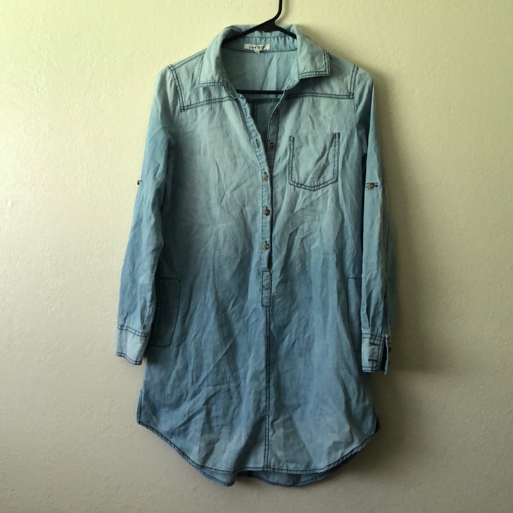 Denim shirt dress light wash